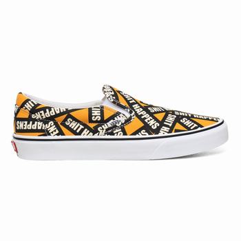 Férfi Vans Shit Happens Classic Slip-on Cipő VA3890726 Sárga/Fehér